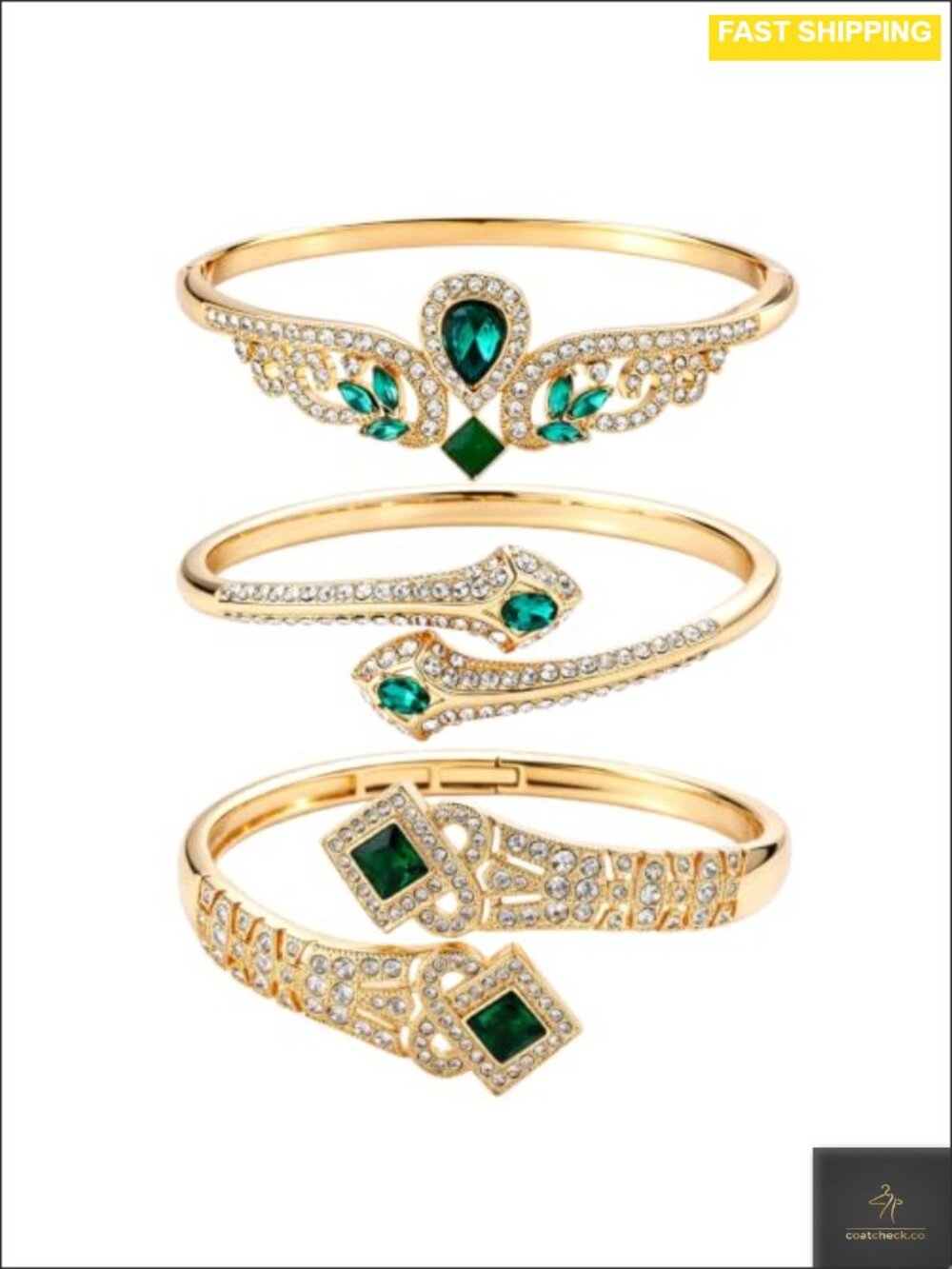 3 Pack 18K Gold Plated Zinc Alloy Bangle Bracelet Set Stackable Gift Box